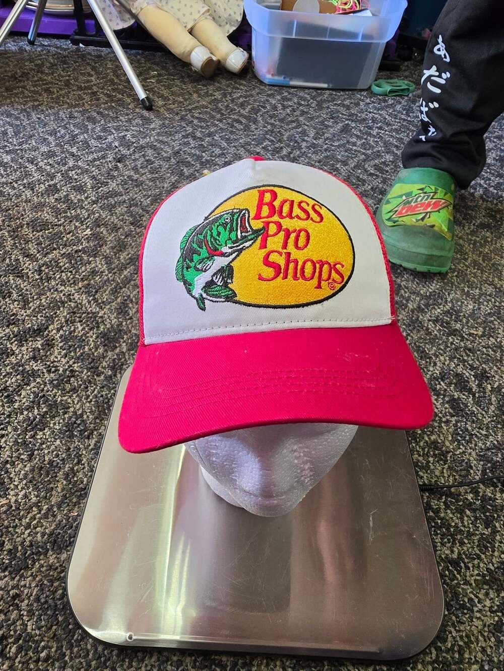 Bass Pro Shops Trucker Hat Youth Red White Mesh